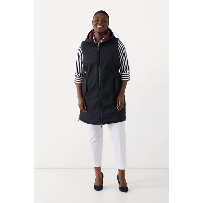 Gilet réversible, cordon de serrage, col rond marine <span itemprop=