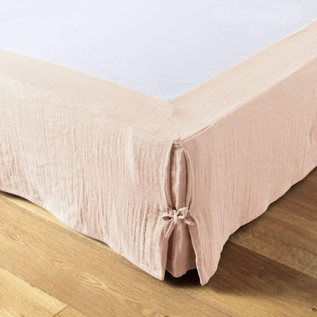 Cache sommier gaze de coton Gaia 180x200cm Guimauve guimauve <span itemprop=