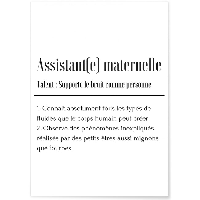 Affiche Définition Assistant(e) maternelle Couleur blanc <span itemprop=