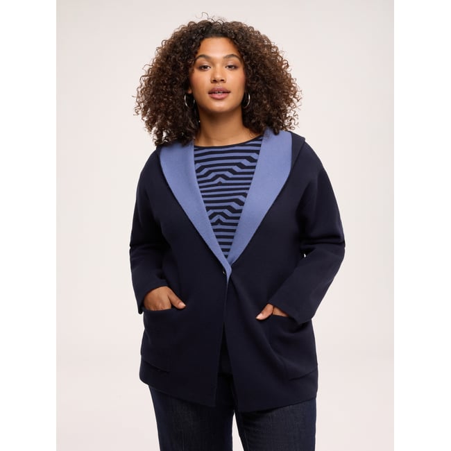 Manteau bicolore bleu <span itemprop=
