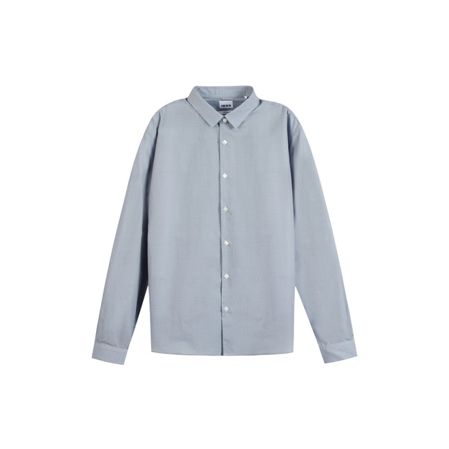 Chemise slim imprimé minimaliste bleu acier <span itemprop=