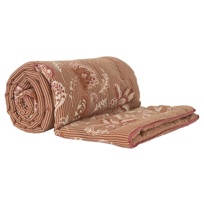 Édredon décoratif en polylin motif floral - SUD ETOFFE