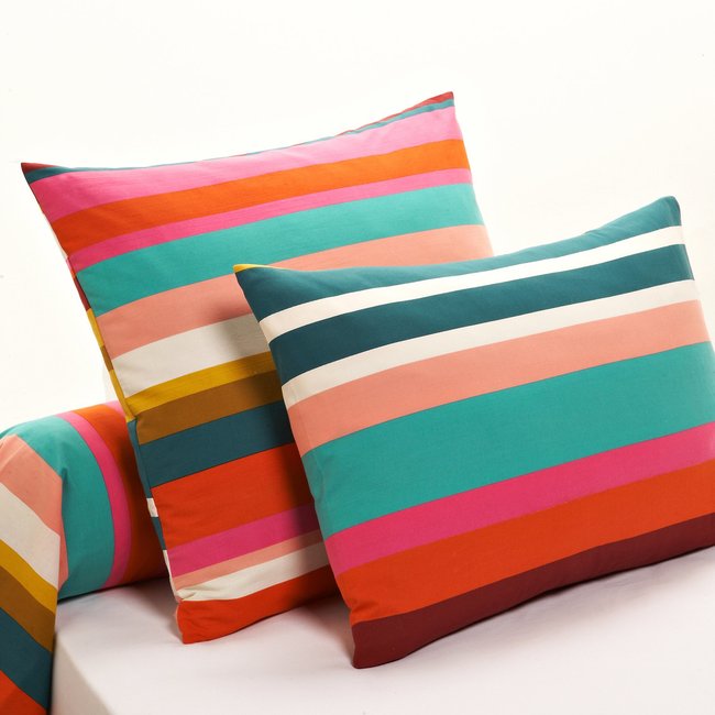 Taie d'oreiller coton, Paraiso orange/rose/turquoise/jaune LA REDOUTE INTERIEURS