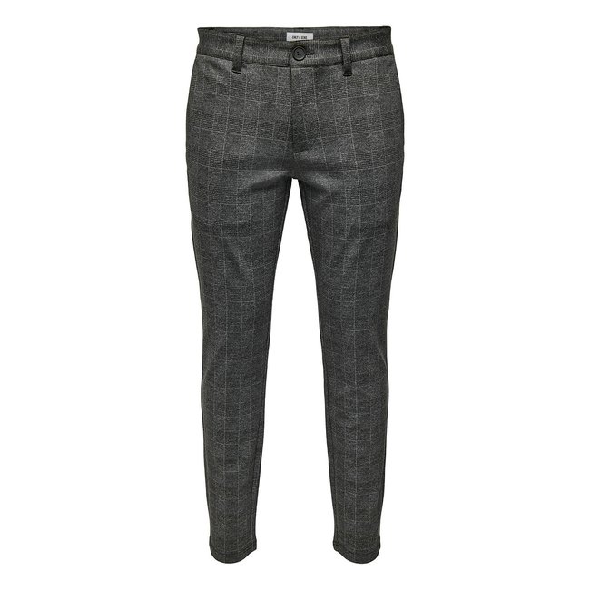 Mark Slim Stretch Trousers in Check Print, black, ONLY & SONS