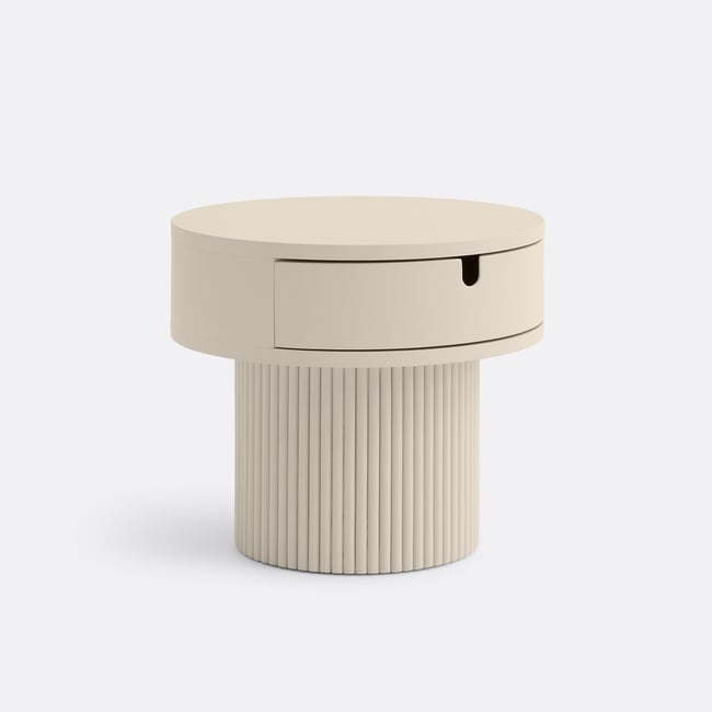 Chevet pied cannelé laqué, Tamita Couleur beige <span itemprop=