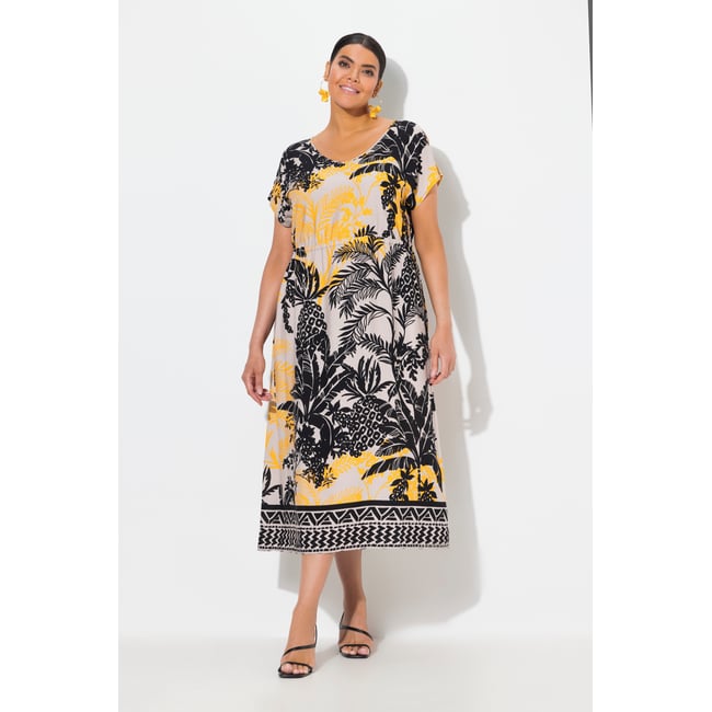 Robe maxi sans manches. Col en V et cordon gris beige <span itemprop=