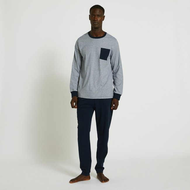 Pyjama manches longues rayé et pantalon en jersey de coton BIO. - MONOPRIX
