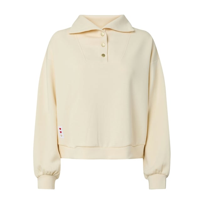 Sweat col boutonné ecru <span itemprop=