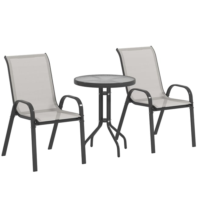 Ensemble de bistrot d'extérieur Acier Noir beige <span itemprop=
