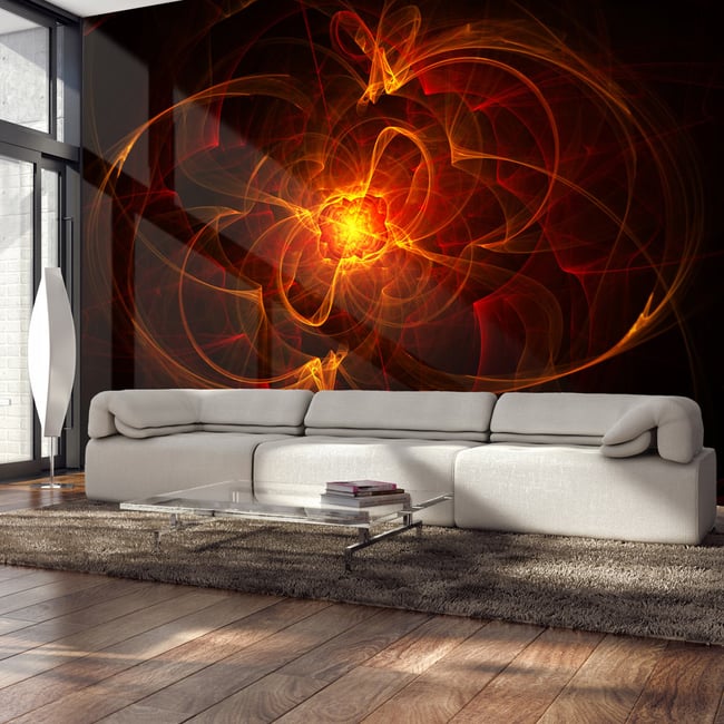 Papier peint intissé panoramique Abstractions Abstract fire Couleur noir <span itemprop=
