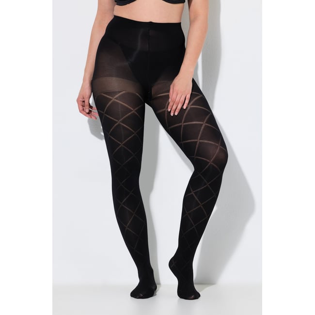Collants avec motif losanges, opaques noir <span itemprop=