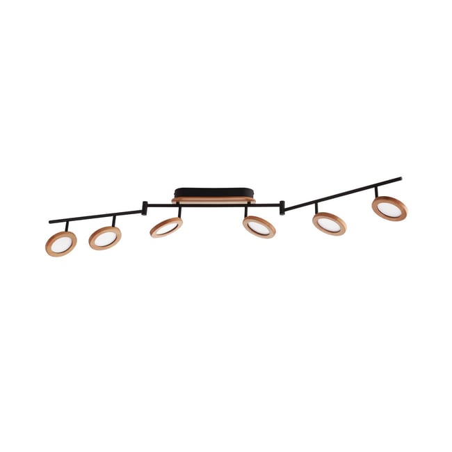 Plafonnier en métal traditionnelleLED, Manel Couleur bois clair, noir, blanc <span itemprop=