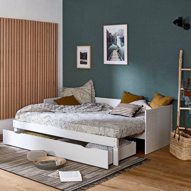 Lit gigogne avec tiroir MOLLY Couleur blanc <span itemprop=