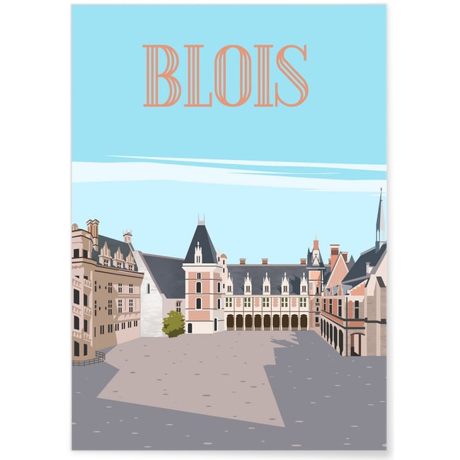 Affiche ville de Blois 2 Couleur blanc <span itemprop=