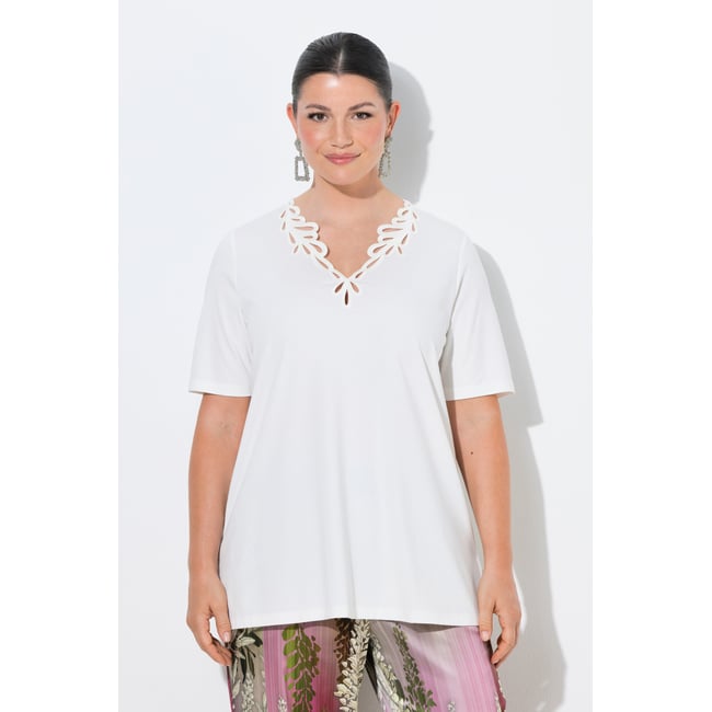 T-shirt avec broderies blanc neige <span itemprop=