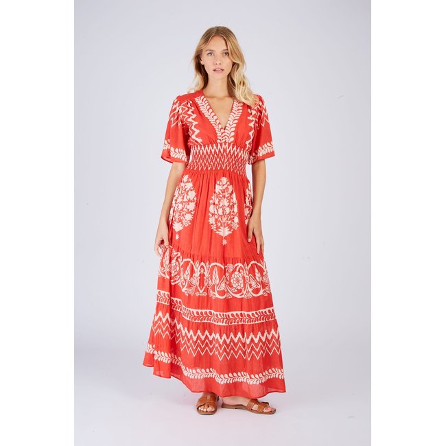 Vestido largo POINTILLE naranja <span itemprop=