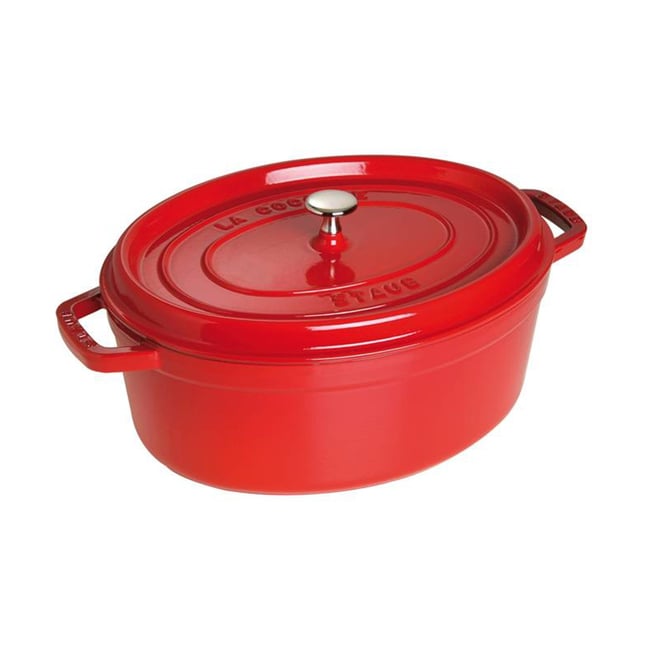 Cocotte fonte ovale cherry 37 cm 8 l rouge <span itemprop=