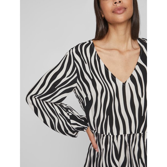 Korte jurk met zebraprint zwart wit Vila La Redoute