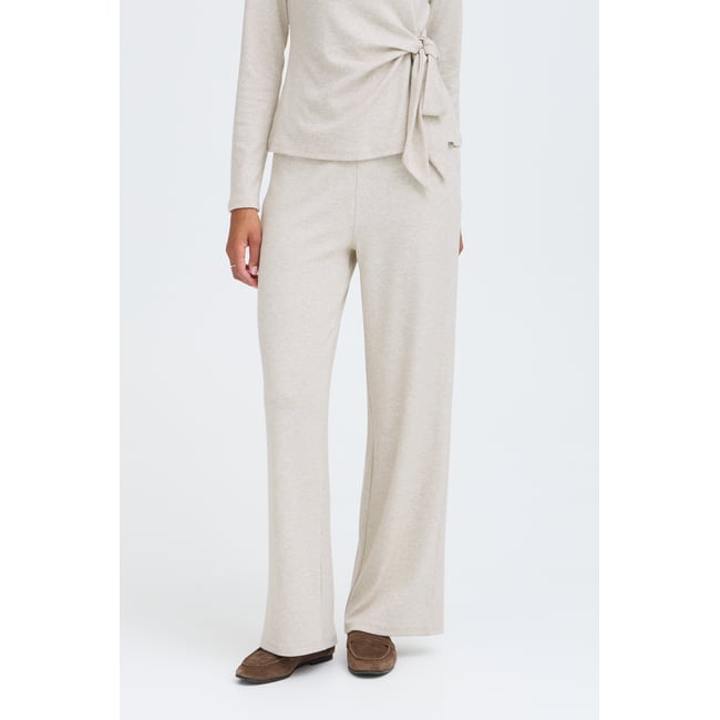 Pantalon décontracté beige oatmeal melange <span itemprop=