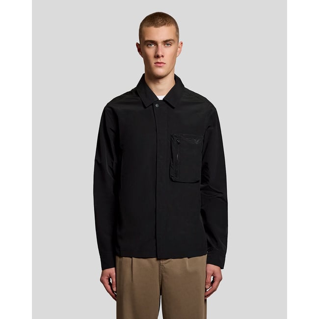 Surchemise légère utilitaire poche noir jais <span itemprop=