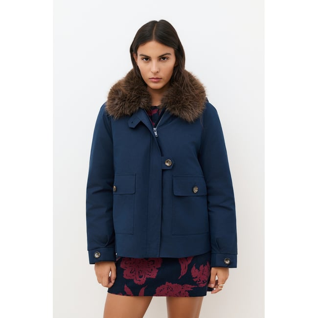 Parka courte droite GNORINA bleu marine <span itemprop=