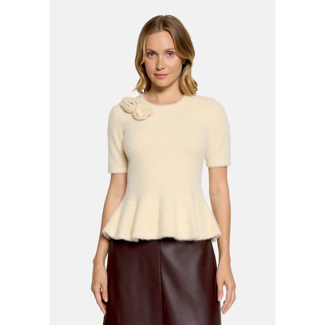 Pull-over en maille à encolure ronde champagne sorbet <span itemprop=