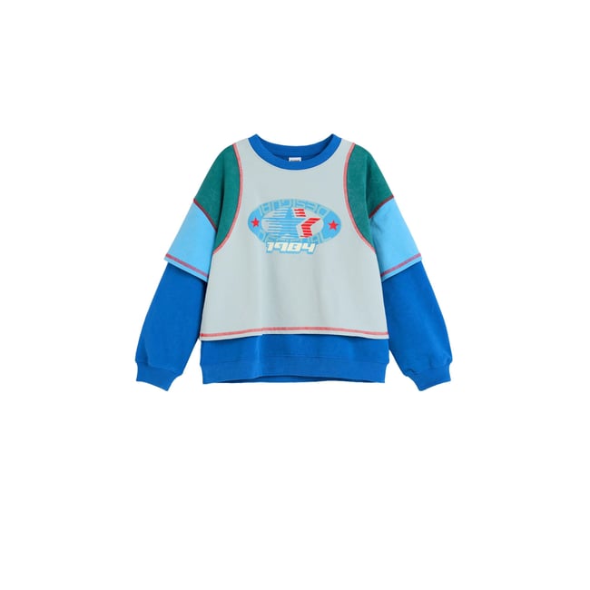 Sweat-shirt de sport combiné bleu <span itemprop=