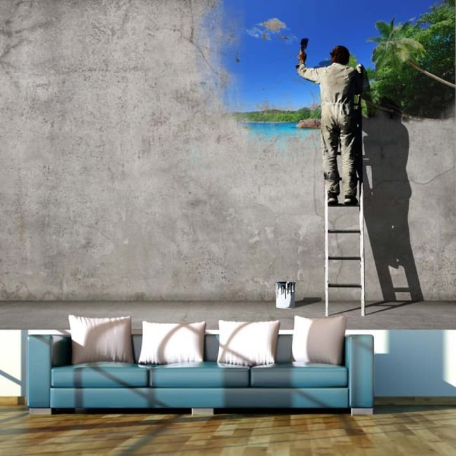 Papier peint intissé panoramique Street art Creative process Couleur vert <span itemprop=