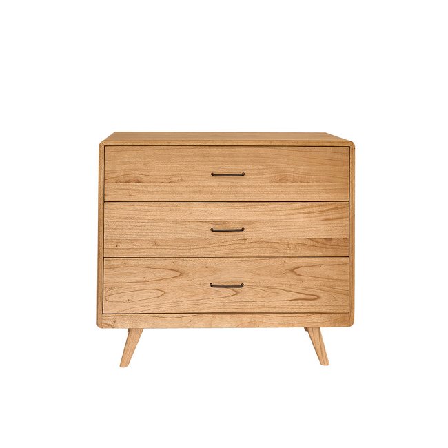 Commode en bois massif 90 cm 3 tiroirs  LEOPOLD Couleur naturel <span itemprop=