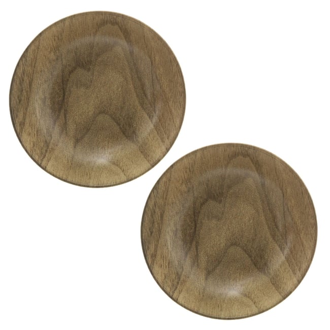 Lot de 2 assiettes creuses effet bois MOOD Couleur marron <span itemprop=