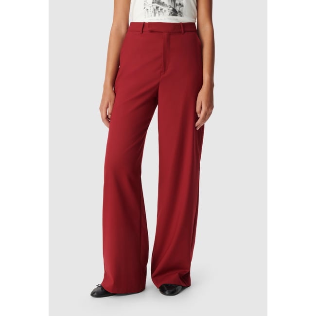 Pantalon de tailleur large rouge foncé <span itemprop=