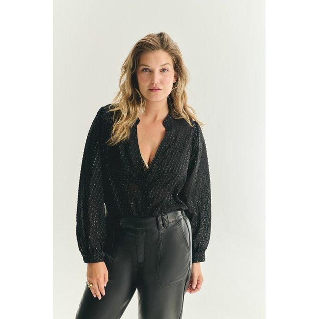 Chemisier Raphaella plumetis noir <span itemprop=