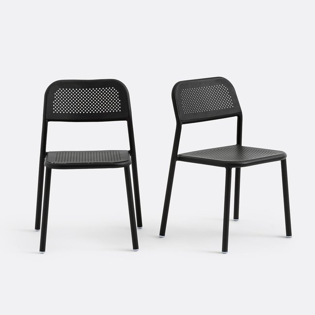 Lot de 2 chaises de jardin aluminium, Lyona anthracite <span itemprop=