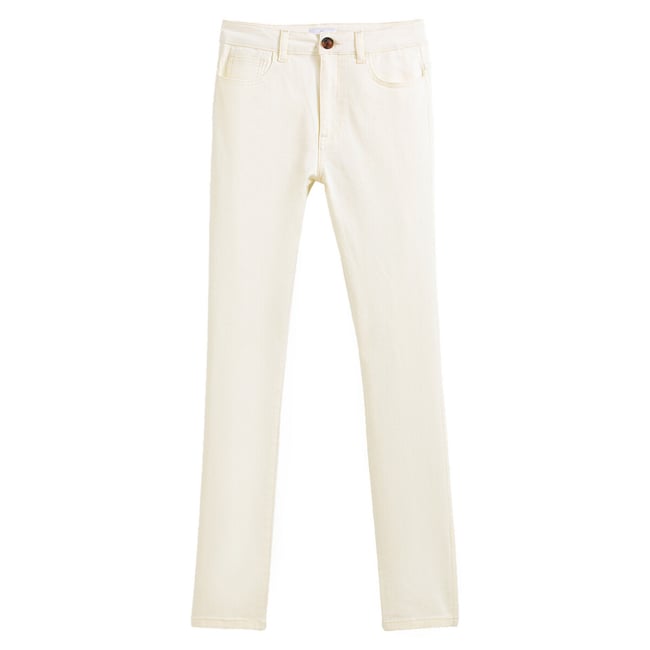 5-Pocket Slim Fit Trousers in Stretch Cotton, ivory, LA REDOUTE COLLECTIONS