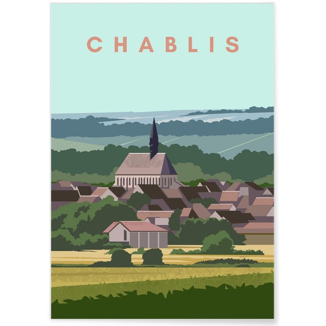 Affiche ville Chablis Couleur blanc <span itemprop=