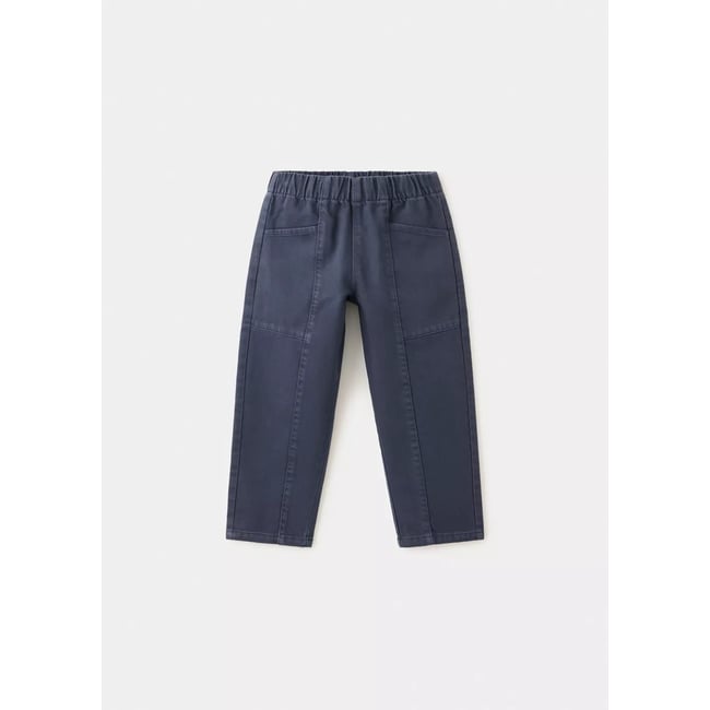 Pantalon en coton élastique bleu marine <span itemprop=