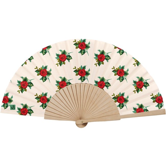 Eventail bois de bouleau ROSALIE blanc <span itemprop=