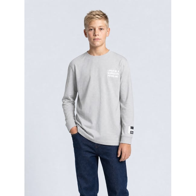 T-shirt imprimé à manches longues ironlake noir ice grey <span itemprop=