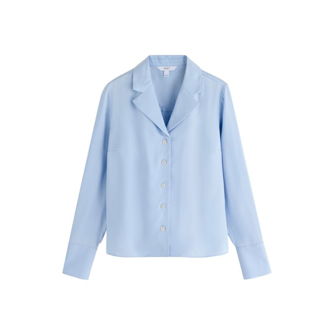 Chemise à manches longues avec col revers bleu <span itemprop=