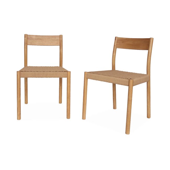 Chaise bois d'hévéa et cordes (lot de 2) ELLA - SWEEEK