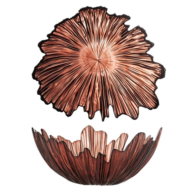 Corbeille à fruits design verre  Aila Couleur rouge bordeaux <span itemprop=