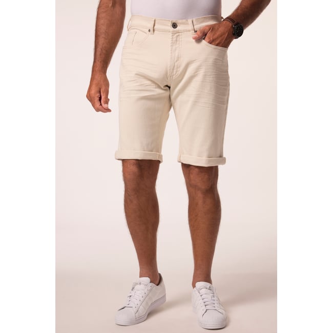 Bermuda 5 poches en jersey blanc cassé <span itemprop=