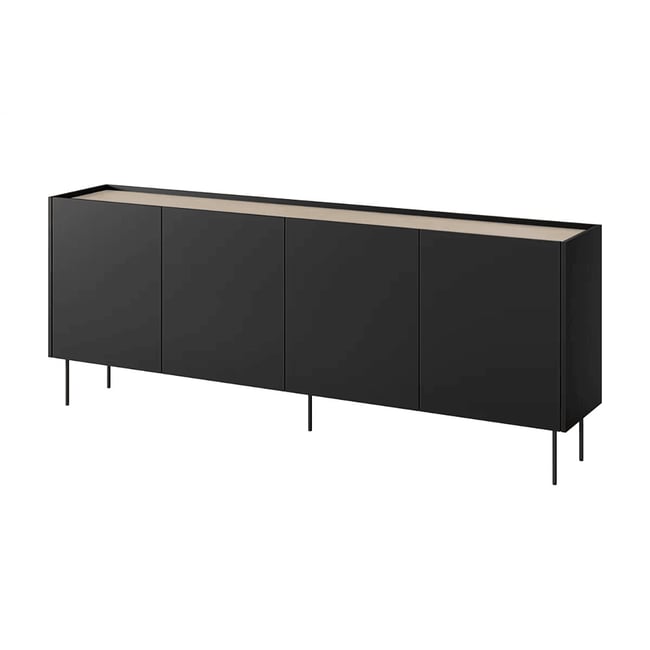 Buffet bas en panneaux de particules 4 portes 220 cm, ATLAS - BOBOCHIC