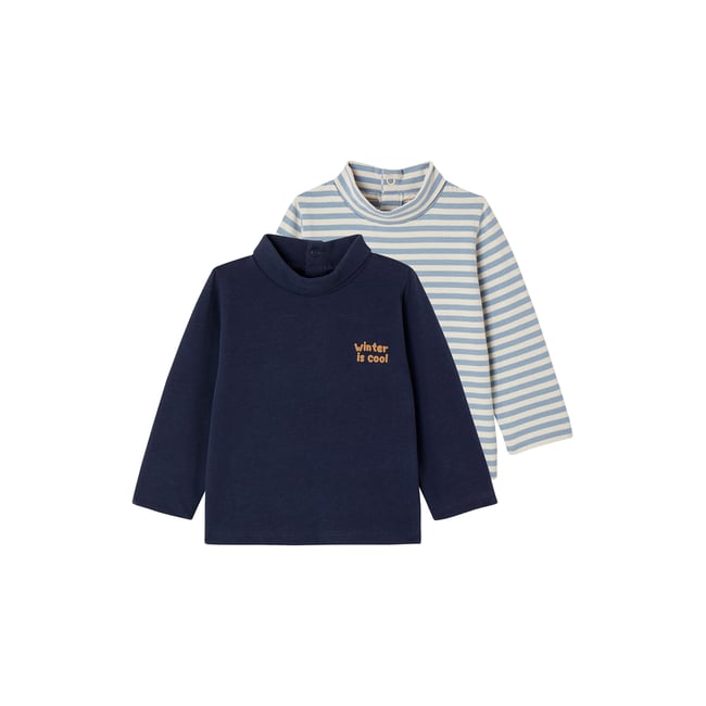 Lot de 2 T-shirts col roulé basics marine <span itemprop=