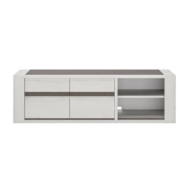 Meuble tv 2 portes 190cm avec tablettes Couleur beige <span itemprop=