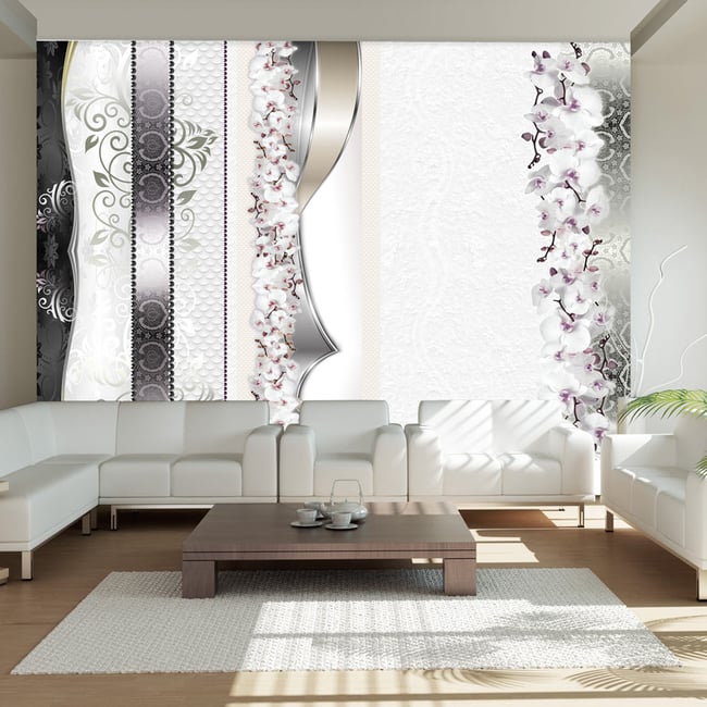 Papier peint intissé panoramique Fleurs Parade of orchids Couleur multicouleur <span itemprop=