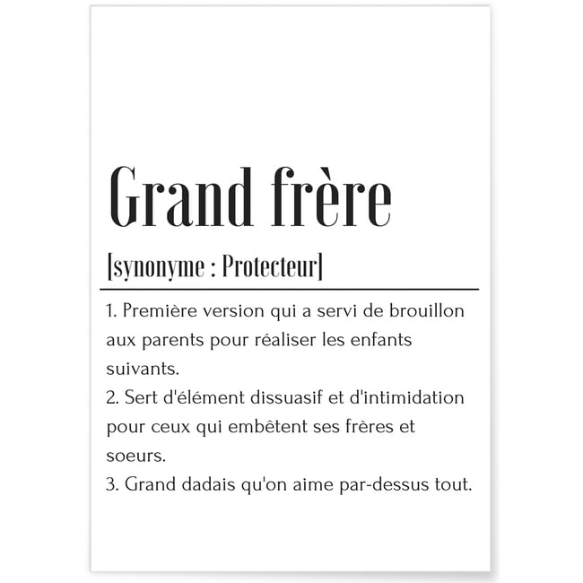 Affiche Définition Grand frère Couleur blanc <span itemprop=