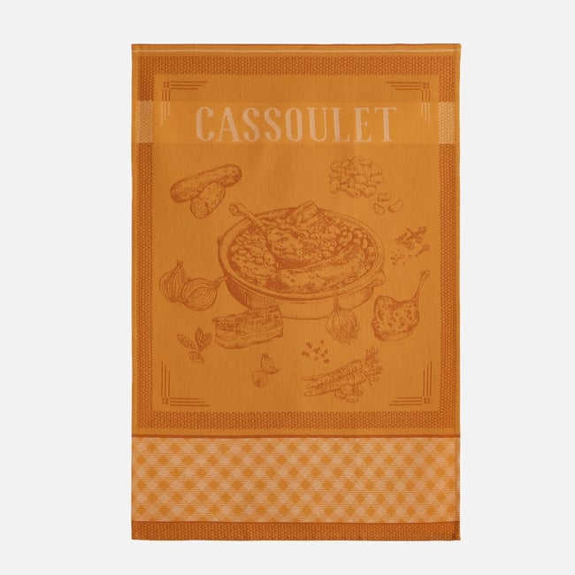 Torchon jacquard en coton CASSOULET orange ocre <span itemprop=