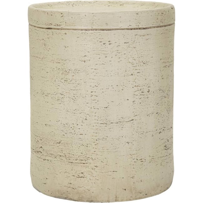 Table d'appoint cylindrique texture effet béton Couleur crème <span itemprop=