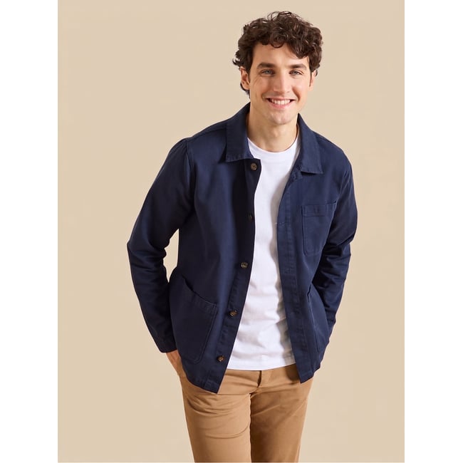 Veste worker  twill coton recyclé denim <span itemprop=